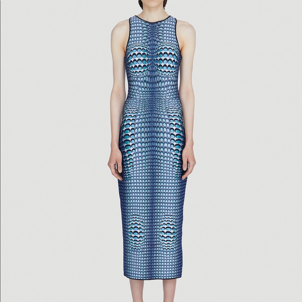 Marine Serre Moonfish Skin-Jacquard Knit Dress